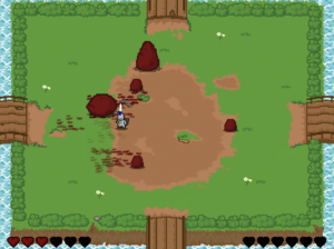 A screenshot of a top down action game with knights killing slimes